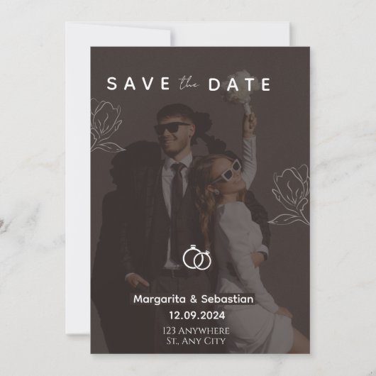 Customizable Chic Black with photo save the date  Einladung (Vorderseite)