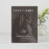 Customizable Chic Black with photo save the date  Einladung (Stehend Vorderseite)
