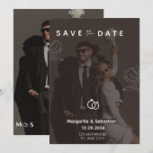 Customizable Chic Black with photo save the date  Einladung (Vorne/Hinten)