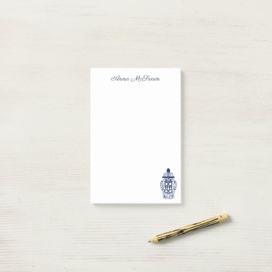 Customizable Chinoiserie Ginger Jar  Post-it Klebezettel (Auf Schreibtisch)