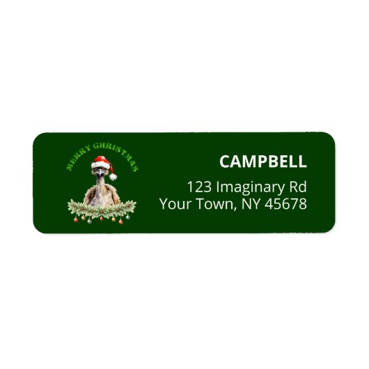 Customizable Christmas Aus Emu Green Return Label (Vorne)