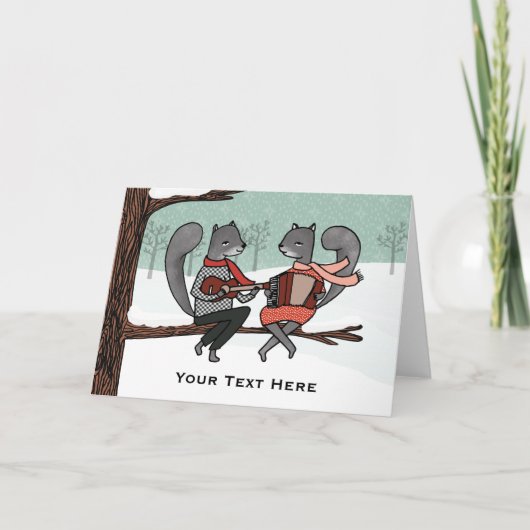 Customizable Christmas Card - Musical Squirrels Feiertagskarte (Vorderseite)