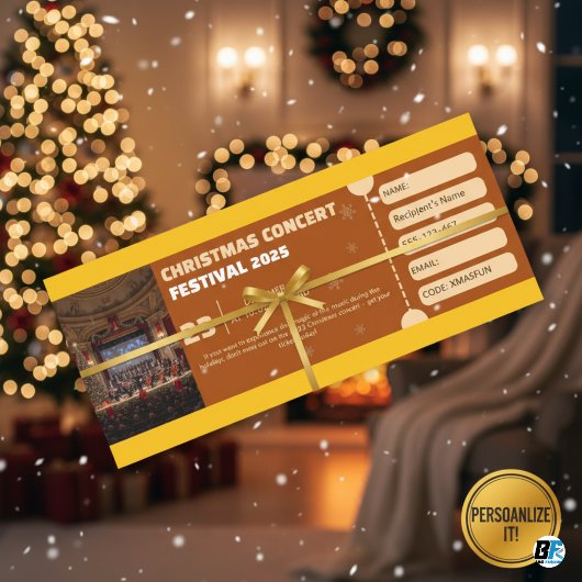 Customizable Christmas Concert Festival Gift TickT Einladung