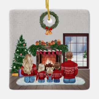 Customizable Christmas Family Portrait Gift Keramikornament