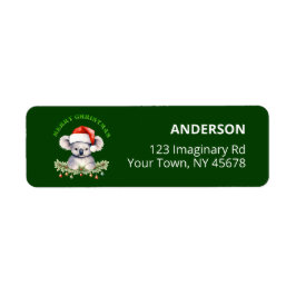 Customizable Christmas Koala Green Return Label