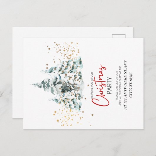 Customizable Christmas Party Postcard Postkarte (Vorne/Hinten)