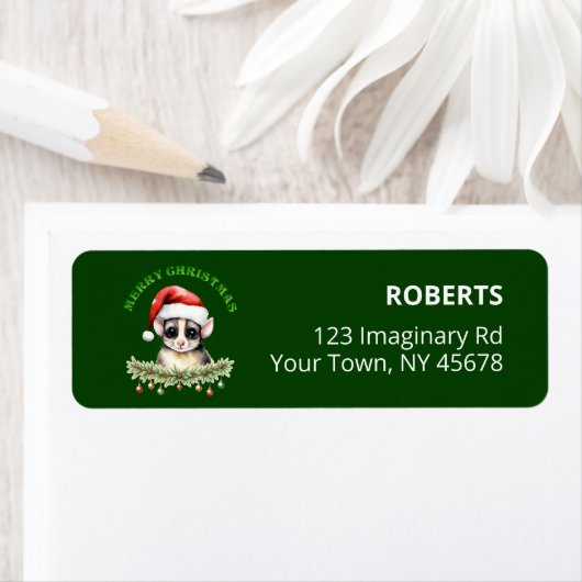 Customizable Christmas Sugar Gl Green Return Label (Insitu)