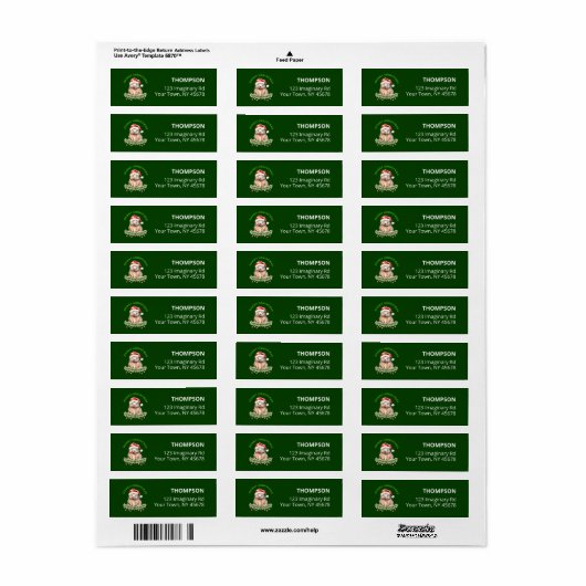Customizable Christmas Wombat Green Return Label (Vorne)