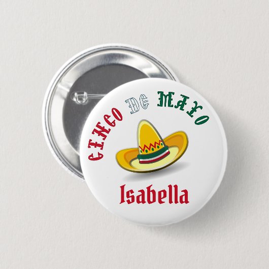 Customizable Cinco de Mayo 5 Mai Fiesta Button (Vorne & Hinten)