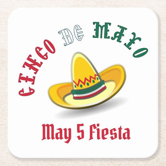 Customizable Cinco de Mayo 5 Mai Fiesta Rechteckiger Pappuntersetzer (Vorderseite)