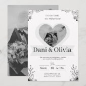 Customizable Classic Black Calligraphy Wedding  Einladung (Vorne/Hinten)