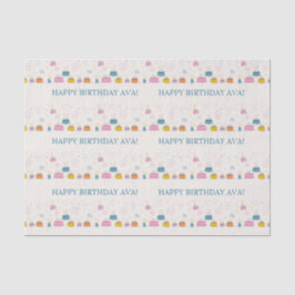 Customizable Confetti & Cake Birthday  Seidenpapier