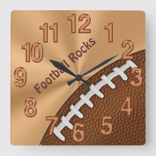 Customizable Cool Football Clocks for Guys Quadratische Wanduhr