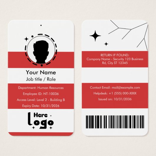 Customizable Corporate Employee ID Profile Card (Vorne & Hinten)
