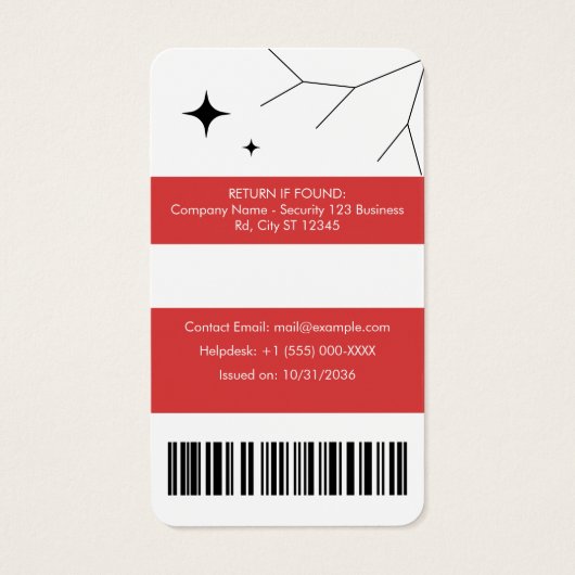 Customizable Corporate Employee ID Profile Card (Rückseite)