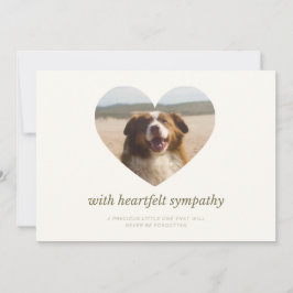 Customizable Cream Dog Pet Sympathy Card Heart  Feiertagskarte