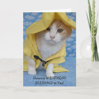 Customizable Cute Cat Shower of Blessings Birthday Karte