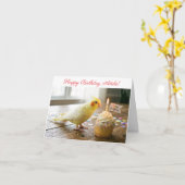 Customizable Cute Cockatiel with Cupcake Birthday  Karte (Gelbe Blume)