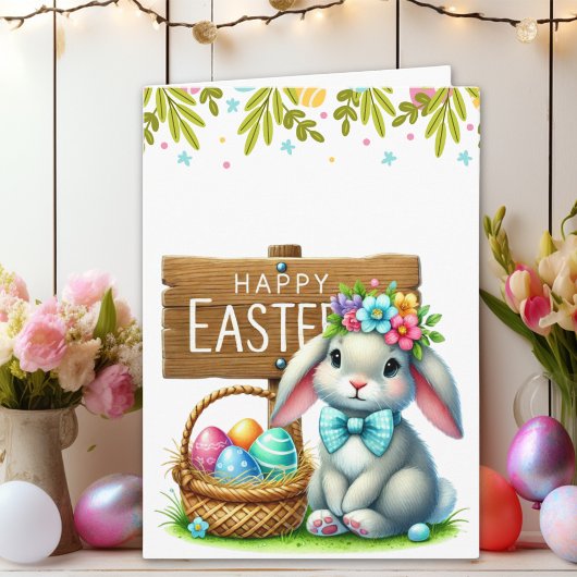 Customizable Cute Rabbit Easter Card Karte