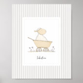 Customizable Cute Sheep Nursery Poster - Stripes (Vorne)