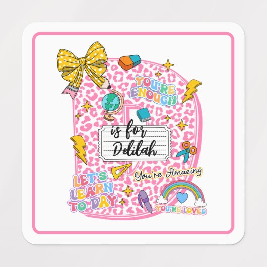 Customizable “D is for” Alphabet Art – Inspiration Etiketten (Design 1)