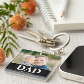 Customizable Dad Established Photo Fathers Day Schlüsselanhänger (Vorderseite rechts)