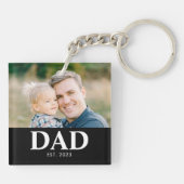 Customizable Dad Established Photo Fathers Day Schlüsselanhänger (Rückseite)