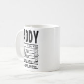 Customizable Daddy Nutritional Facts Mug Personali Kaffeetasse (Vorderseite Links)