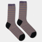 Customizable Dark Plum Purple Grey Stripes Socken (Rechts)