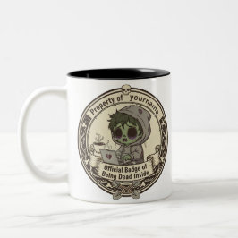 Customizable Dead Inside Badge T-Shirt Zweifarbige Tasse