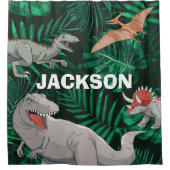 Customizable Dinosaur Kids Dino Jurassic Trex Boy Duschvorhang (Vorderseite)