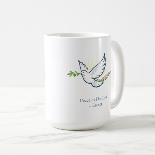 Customizable Easter Dove Mug with Olive Branch Kaffeetasse (VorderseiteRechts)