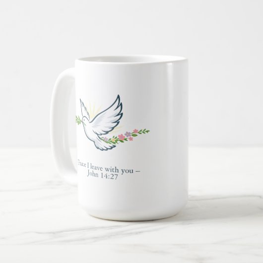 Customizable Easter Dove Mug with Olive Branch Kaffeetasse (Vorderseite Links)