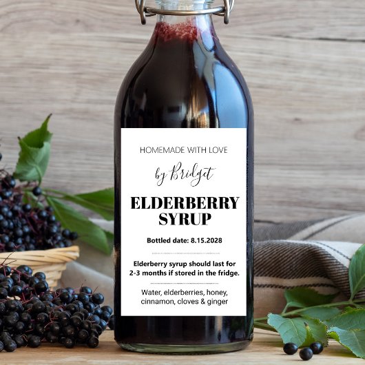 Customizable Elderberry Syrup Label ZEB_01trA Weinetikett