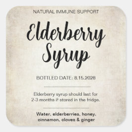 Customizable Elderberry Syrup Label ZEB_02 Quadratischer Aufkleber