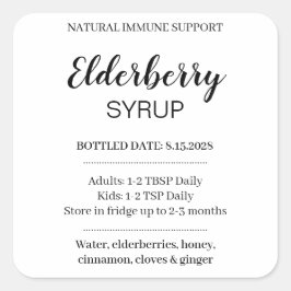 Customizable Elderberry Syrup Label ZEB_03b Quadratischer Aufkleber