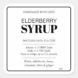 Customizable Elderberry Syrup Label ZEB_04b Quadratischer Aufkleber