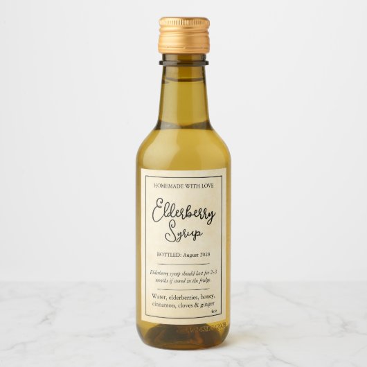 Customizable Elderberry Syrup Label ZEB_05a Weinetikett (Vorderseite)