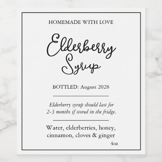 Customizable Elderberry Syrup Label ZEB_05b Weinetikett (Einzelnes Label)