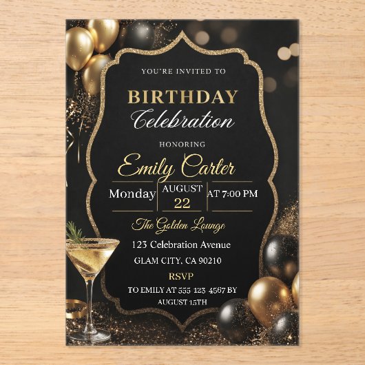 Customizable Elegant Birthday Magnetic Invitation Acryleinladungen (Vorderseite)