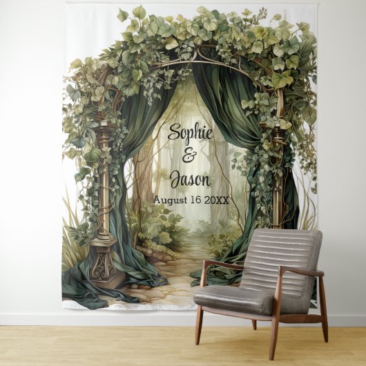 Customizable Enchanted Archway Wedding Backdrop Wandteppich (Beispiel)