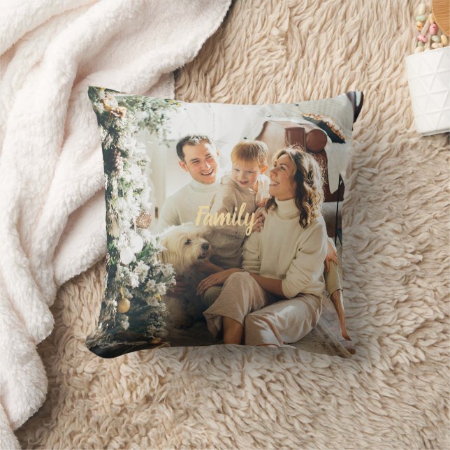 Customizable Family Holiday Throw Pillow For Decor Kissen (Decke)