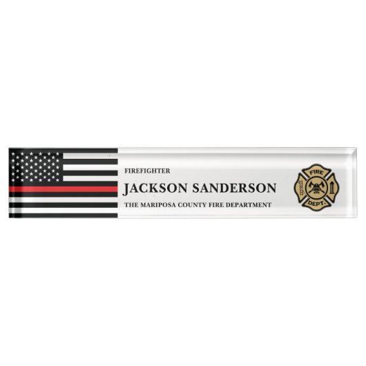 Customizable Firefighter Fire Department Logo Namensplakette (Vorderseite)