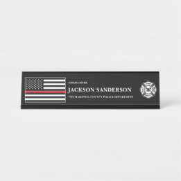 Customizable Firefighter Fire Department Logo Schreibtischnamensplakette