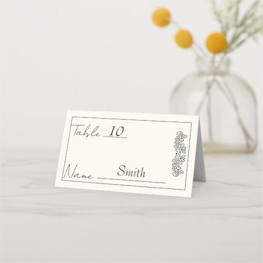 "Customizable Floral Elegance Wedding" Platzkarte (Vorderseite)
