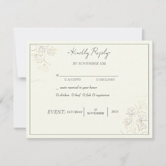 "Customizable Floral Elegance Wedding RSVP" Einladung (Vorderseite)