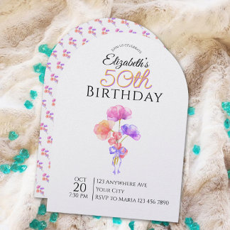 Customizable Floral Minimalist Milestone Birthday  Einladung