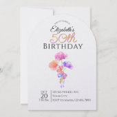 Customizable Floral Minimalist Milestone Birthday Einladung (Vorderseite)