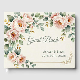 Customizable Floral Wedding Guest Book Gästebuch