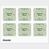 Customizable Flower Candle Label Editable Text Quadratischer Aufkleber (Blatt)